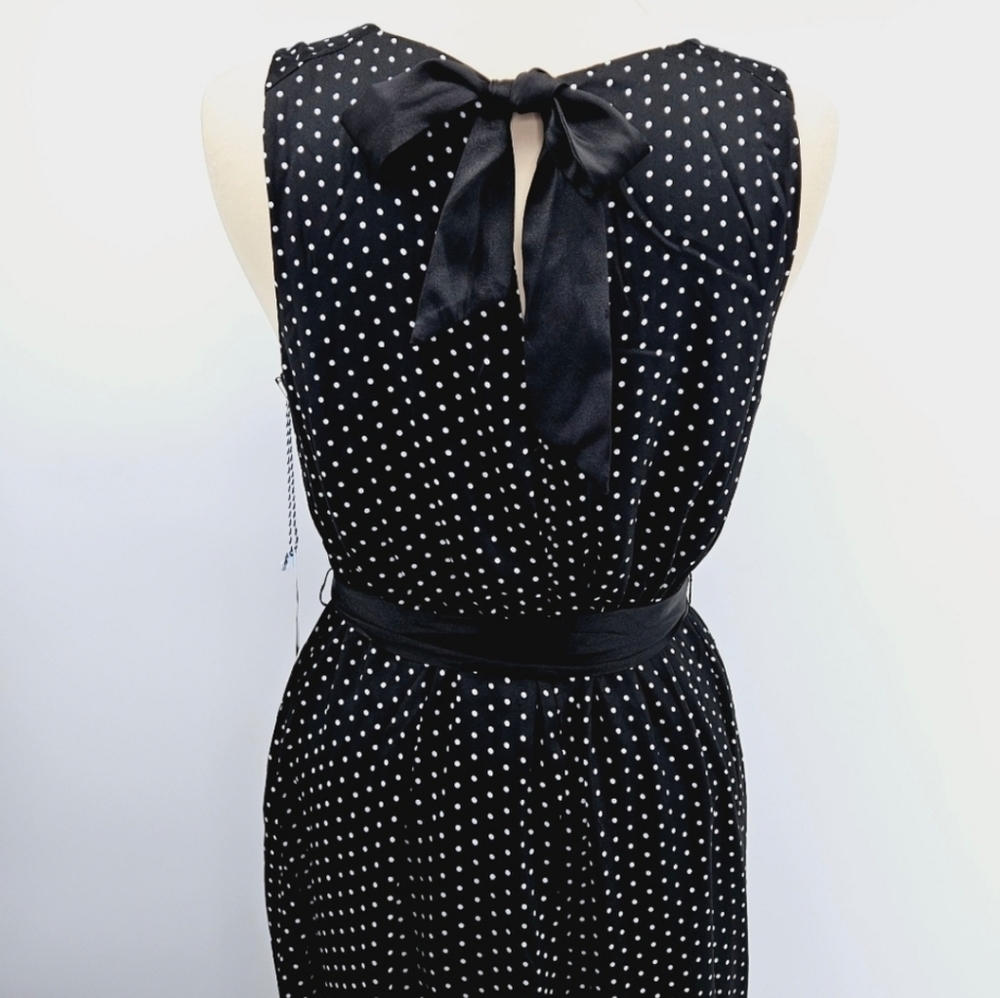 Draper james RSVP Tie Waist Maxi Dress Polca-dot Black ivory Size Large - Picture 4 of 14